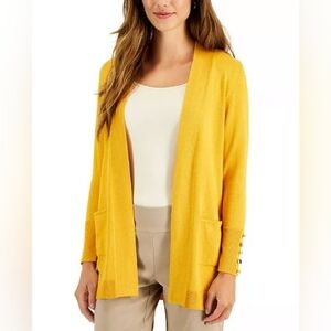 JM Collection Mustard Open Front Cardigan  Size S Fall Chic